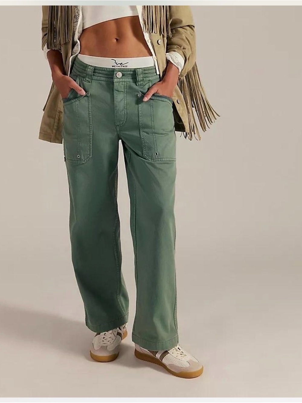We The Free Just In Time Slouch Pants in Olive Leaves